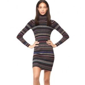 Milly Metallic Striped Ribbed-knit Mini Dress